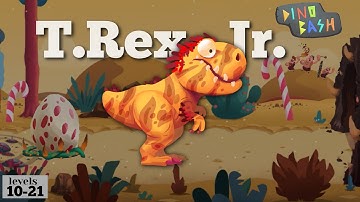 Dino bash T Rex Jr only vs caveman gameplay (2022 - 10-21 levels)