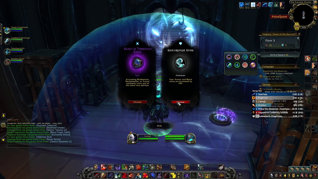 WoW Shadowlands 9.0.2 protection warrior pve Torghast Fracture Chambers  Layer 8 5 man