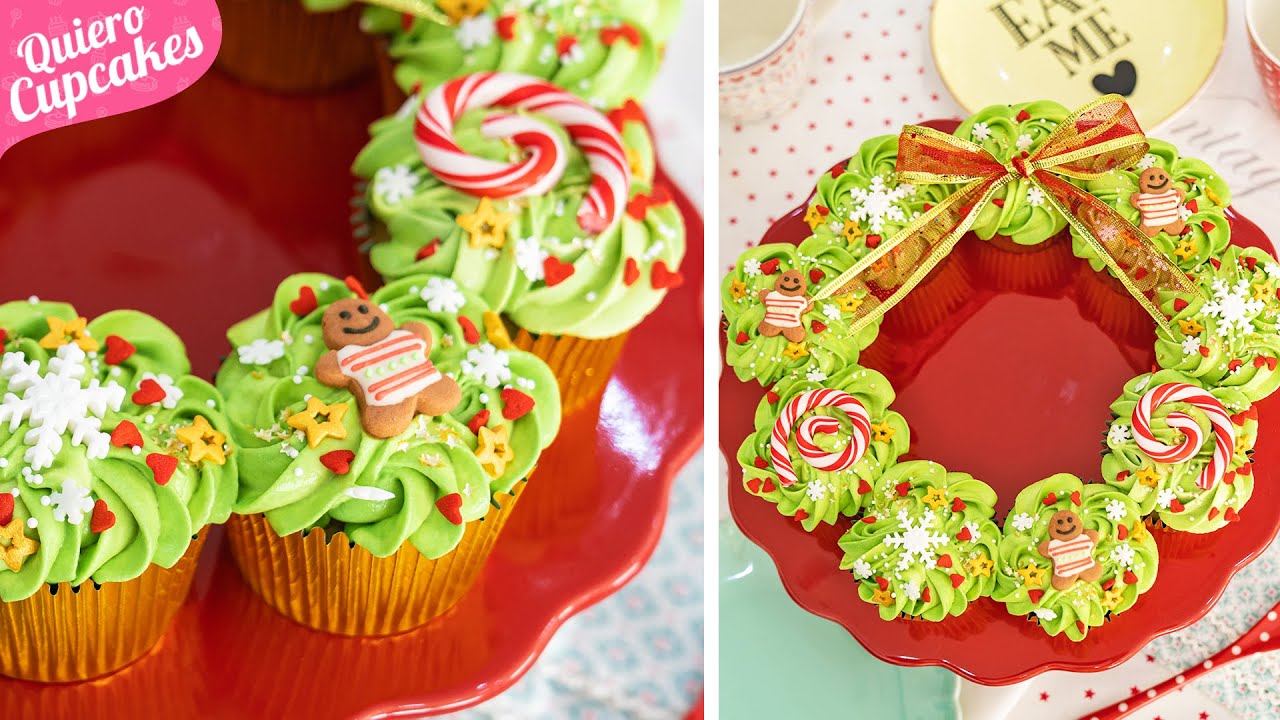 CUPCAKES CORONA NAVIDEA   RECETA ESPECIAL NAVIDAD   QUIERO CUPCAKES