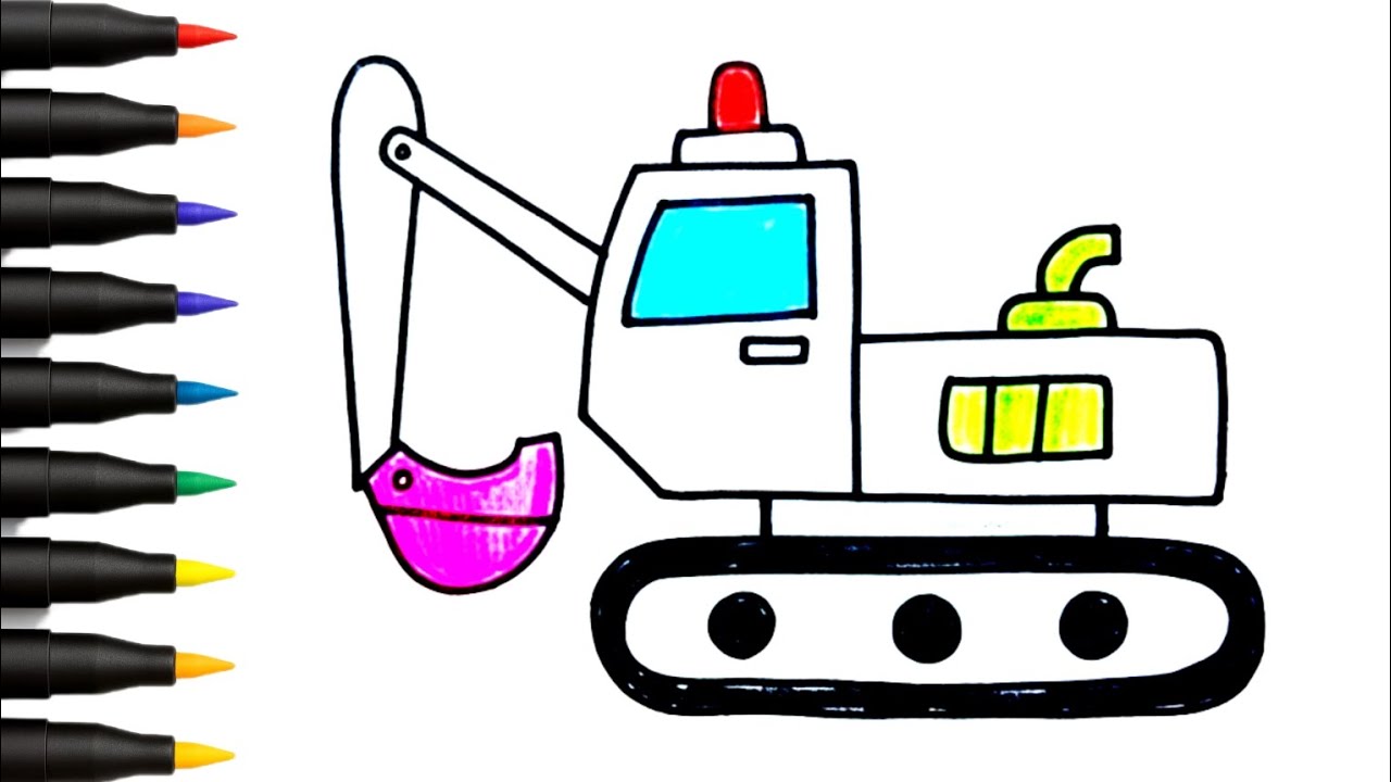 How to Draw Excavator for Kids | Easy Excavator Drawing Step by Step