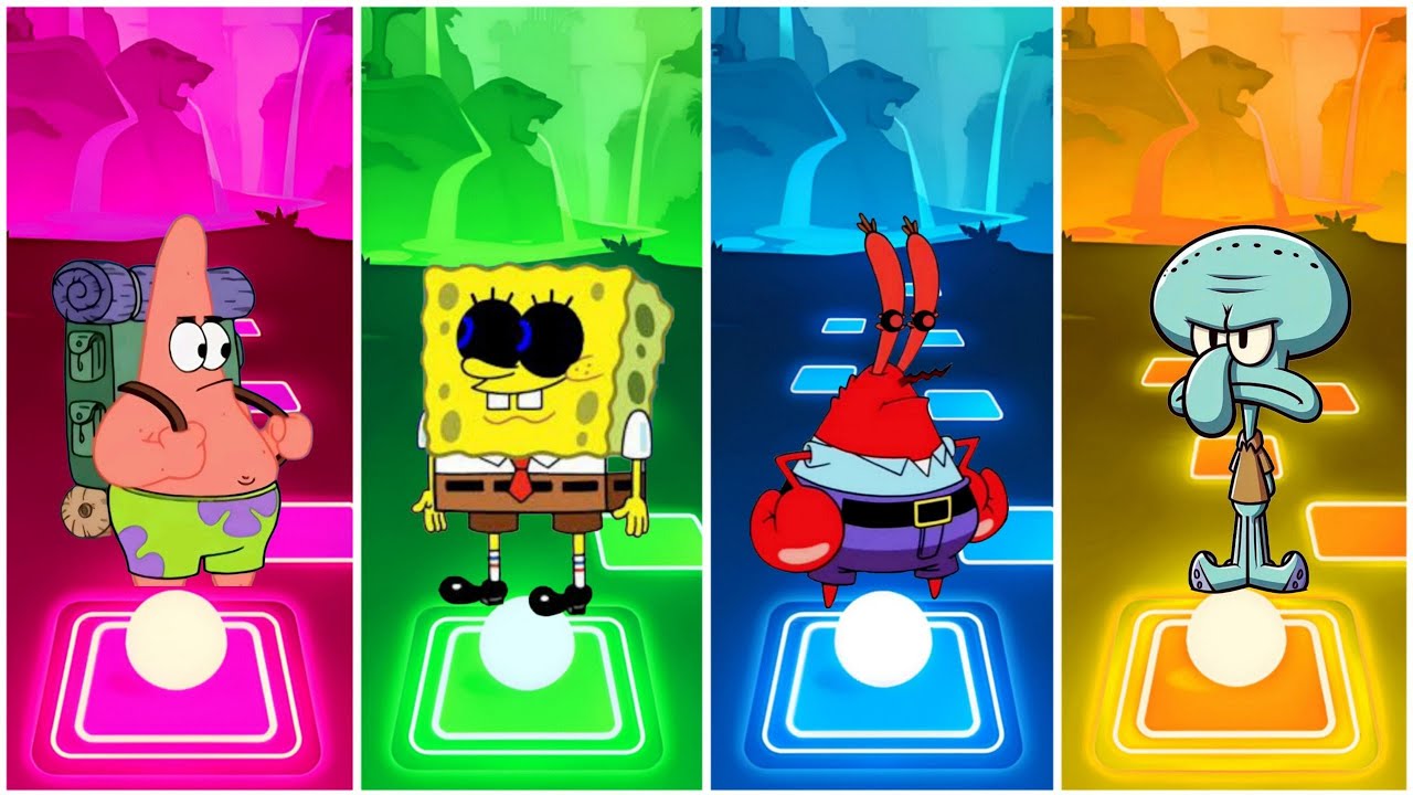 Patrick Star 🆚 Spongebob Exe 🆚 Mr Krabs Exe 🆚 Squidward 🎶 Tiles Hop