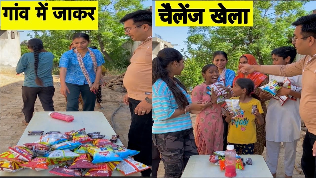 Go to the village and play a bottle flipping competition and win the Kurkure challenge