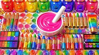 Satisfying Slime ASMR 🌈 DIY Making Fluffy Slime Mixing Makeup Glitters Lipstick Squishy Eyeshadow