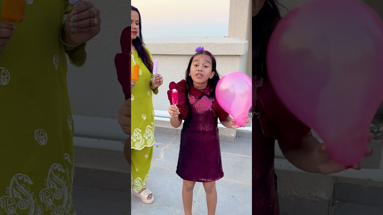 Amaira ko  mili pink colour ki icecream 