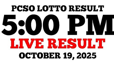 Lotto Result Today 5:00 PM Draw October 19, 2025 PCSO LIVE Result