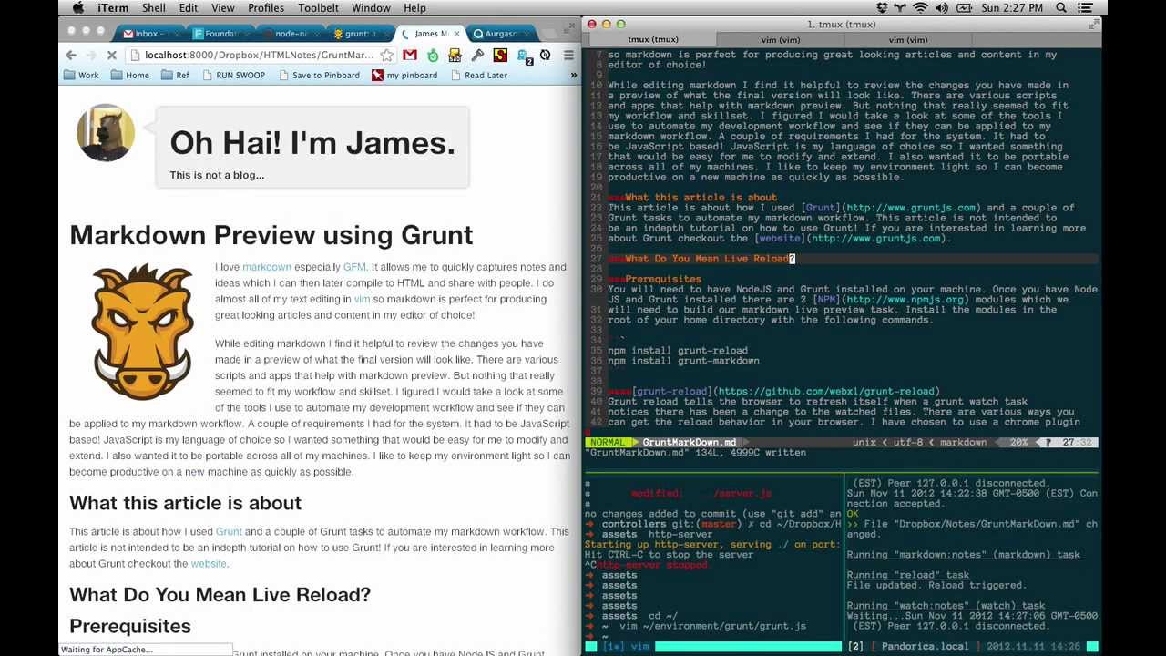 Markdown Live Preview using Grunt - YouTube
