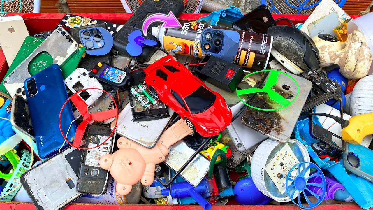 Breaking and opening toys and dc motor fan 🔫🏍️📠🤖 // destroyed phone 🛠📱📠