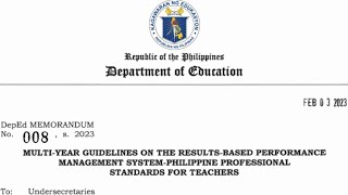 DEPED MEMO NO.008, s.2023 MULTI-YEAR GUIDELINES ON THE RPMS-PPST | IPCRF GUIDELINES, ATTACHMENTS