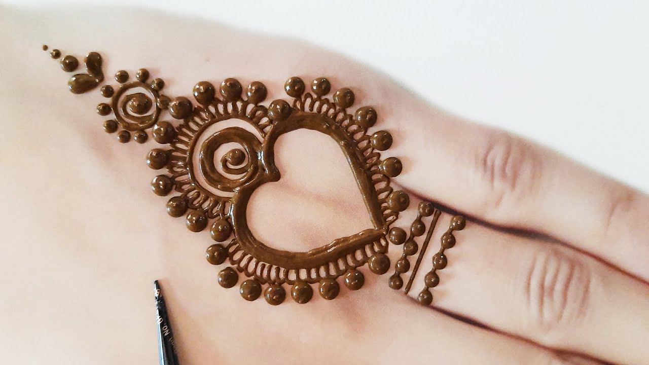 Latest Jewellery Mehndi Design For Back Hand - Heart Shape Mehndi ...