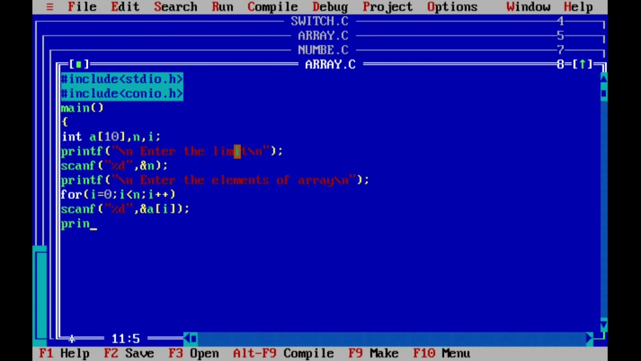 C program to read and display  the elements of an array