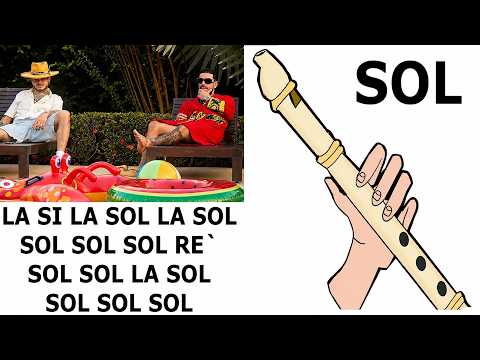 Video Ryan Castro - LA VILLA, flauta dulce fácil, tutorial animación, easy flute recorder