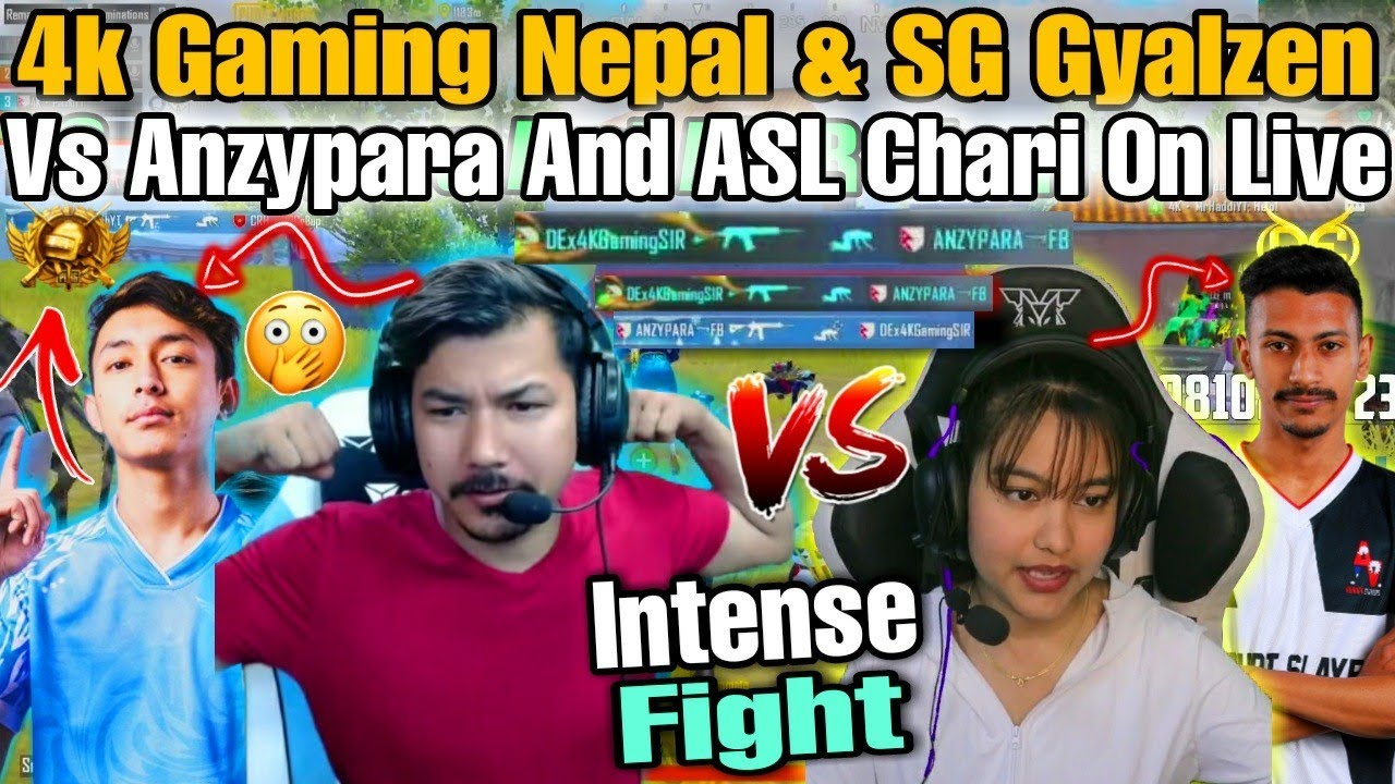 4k Gaming Vs Anzypara Fb In Same Live | 2 Vs 2 Challenge Battle | Gyalzen Vs Chari | Deadeyes Vs ASL