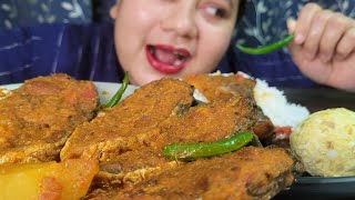 Eating Show|Asmr Eating|Spicy ? Big Fish Curry|Basmati Rice|Dim Makha|Egg Recipe|Green Chilli ????