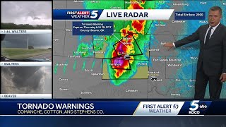 Tornado warning issued for multiple Oklahoma counties