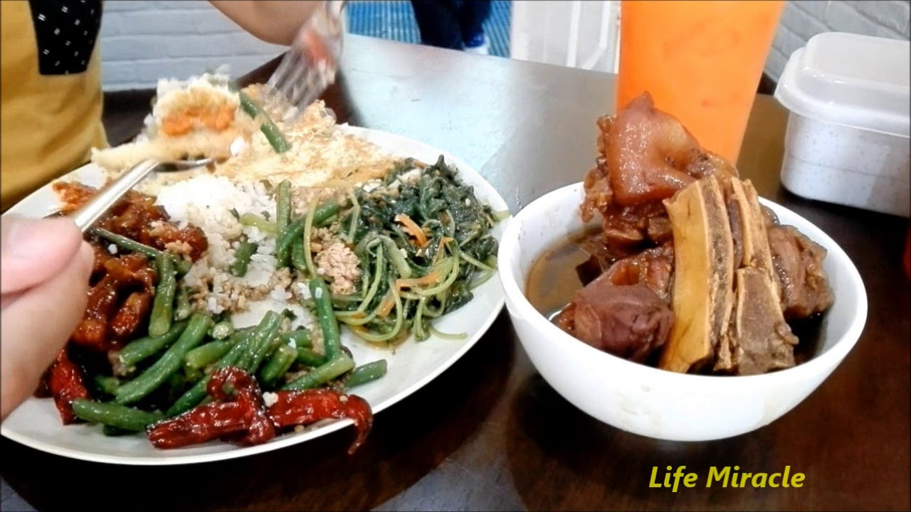 槟城美食吃午餐经济杂饭猪脚醋 Malaysia Penang Food Economic Rice Pork knuckles ginger