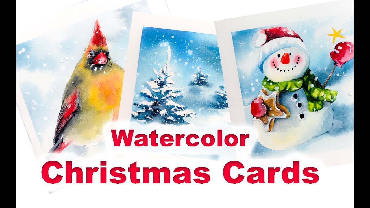 Christmas Cards Painting in Watercolor - YouTube