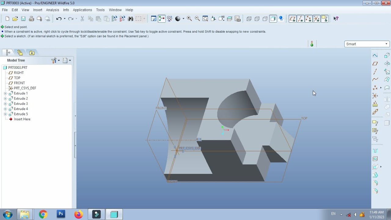 Diploma N-Scheme | Solid Modelling Practical | Part-A | Model-2 | Pro-E ...