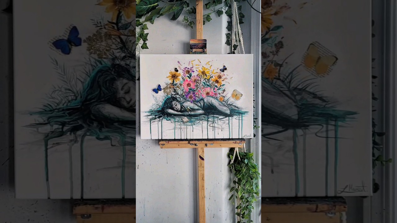 pressed flower painting process 🌼🌱 