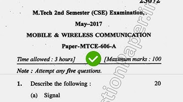 2017 Mdu Mtech CSE 2nd Sem Mobile & Wireless Communication Question Paper