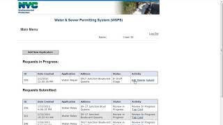 Water and Sewer Permitting System: Editing an Application