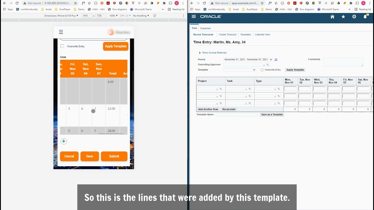 Mobile Oracle Time and Labor Timecard mobile app Oracle EBS to