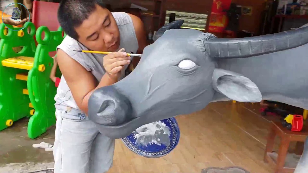 Make an buffalo statue from cement Amazing Ideas YouTube
