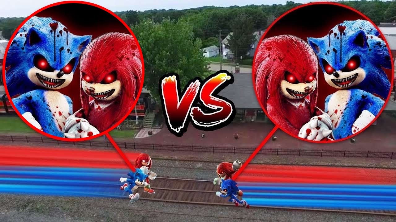 DRONE CATCHES SONIC & KNUCKLES VS SONIC.EXE & KNUCKLES.EXE IN REAL LIFE!! (EVIL TWINS)