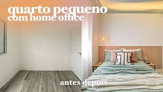 Transformação de Quarto Pequeno com Home office gastando pouco! - Gui e Rafa