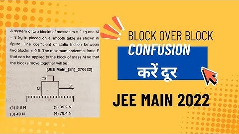 A system of two blocks of masses 2kg and 8kg is placed on a smooth table | JEE MAIN 2022