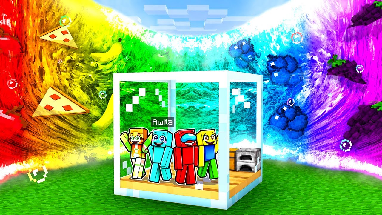 BÚNKER de CRISTAL Apocalíptico VS TSUNAMI de COMIDA en Minecraft!