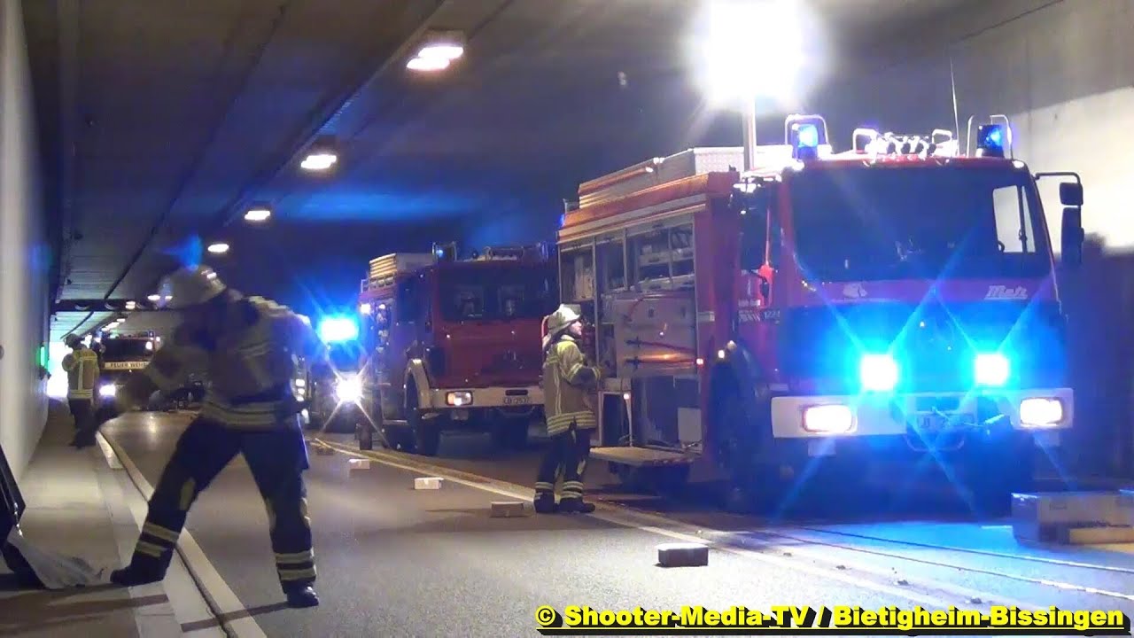 [Ü] - ALARM IM TUNNEL - [Feuer - Unfall - Verletzte] - Einsatz Feuerwehr Bietigheim-Bissingen & DRK
