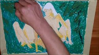 Woman in the green, Abstract Painting Techniques, Easy For Beginners, Relaxing, nude Art