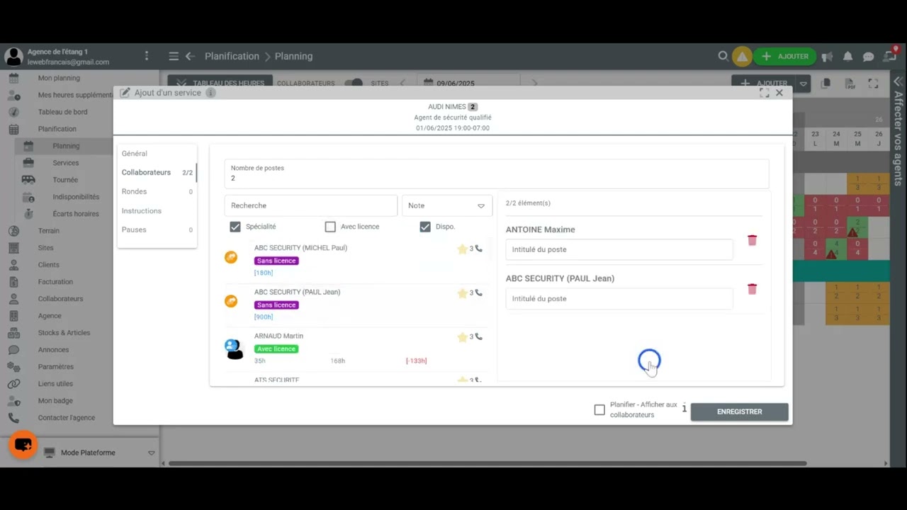 Planifier une vacation ou des services sur SEKUR
