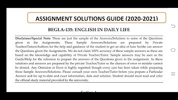 BEGLA 135 Ignou Solved Assignment 2020-21