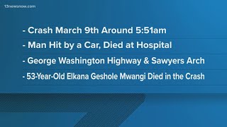 Pedestrian dies after crash in Chesapeake early Monday morning, police say