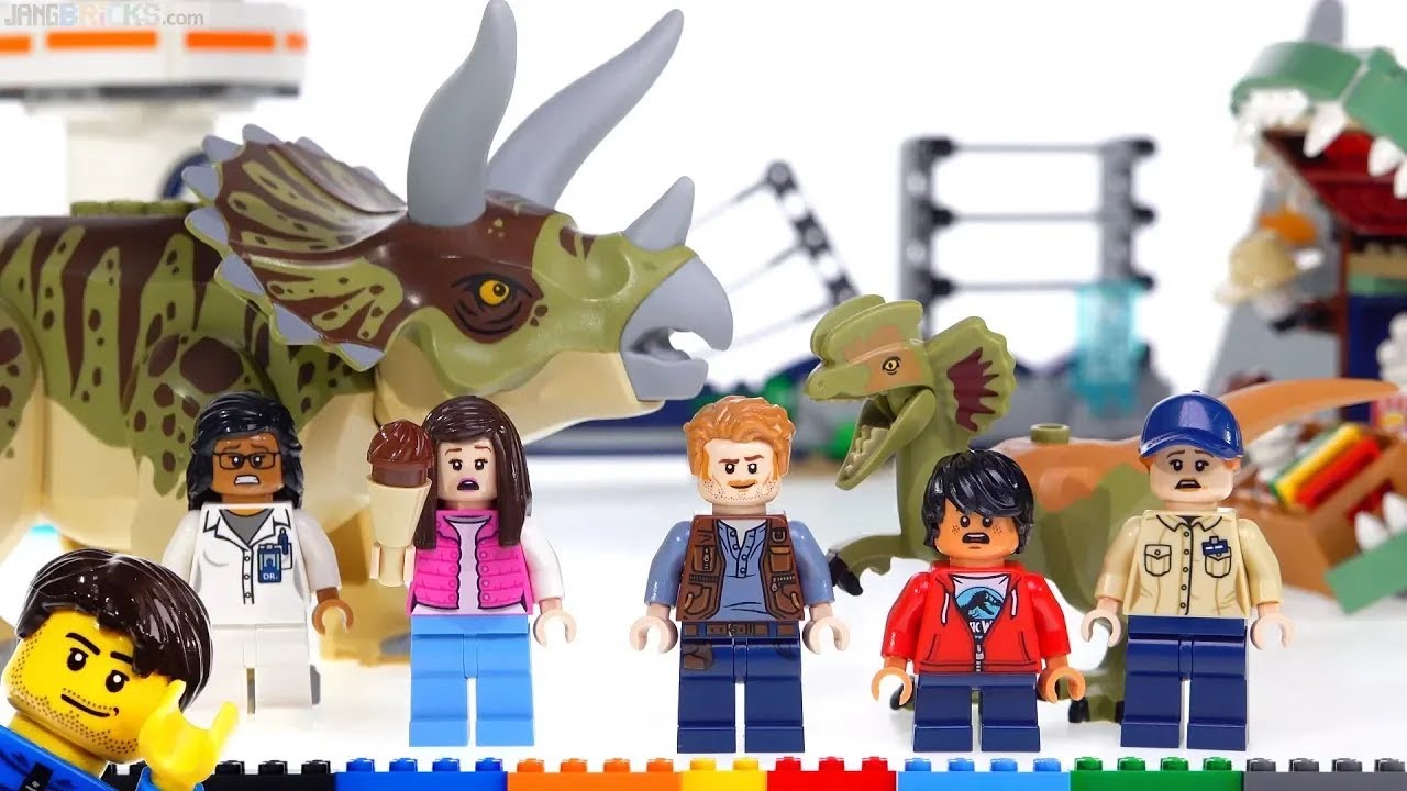 🔄 LEGO Jurassic World 2019 Triceratops Rampage & Dilophosaurus on