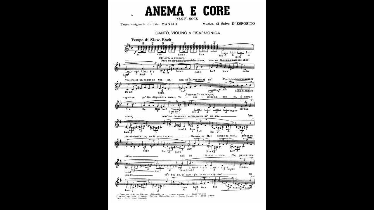 la canzone anema e core