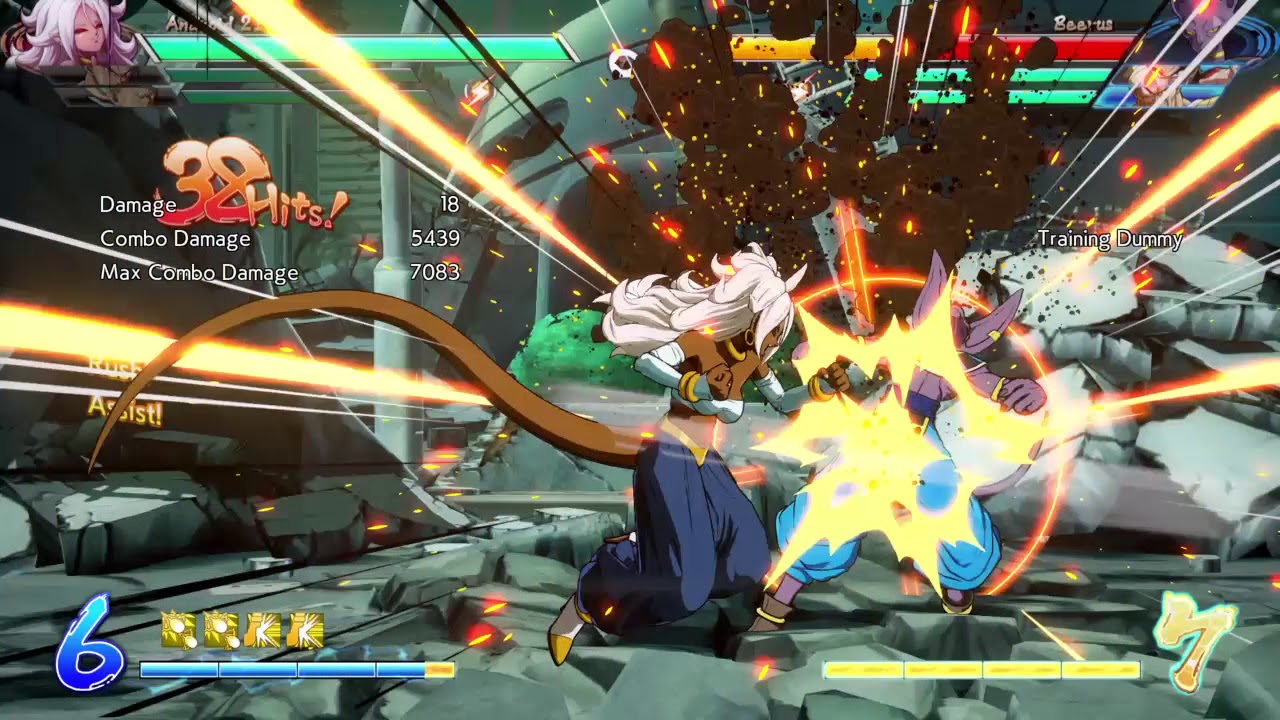 Android 21 corner combo with yellow powers. 7K Damage/2 meters [DBFZ]