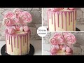 دريب كيك لاير كيك بحشوة الفراولة بطريقة سهلة Easy Drip Cake Layer Cake 