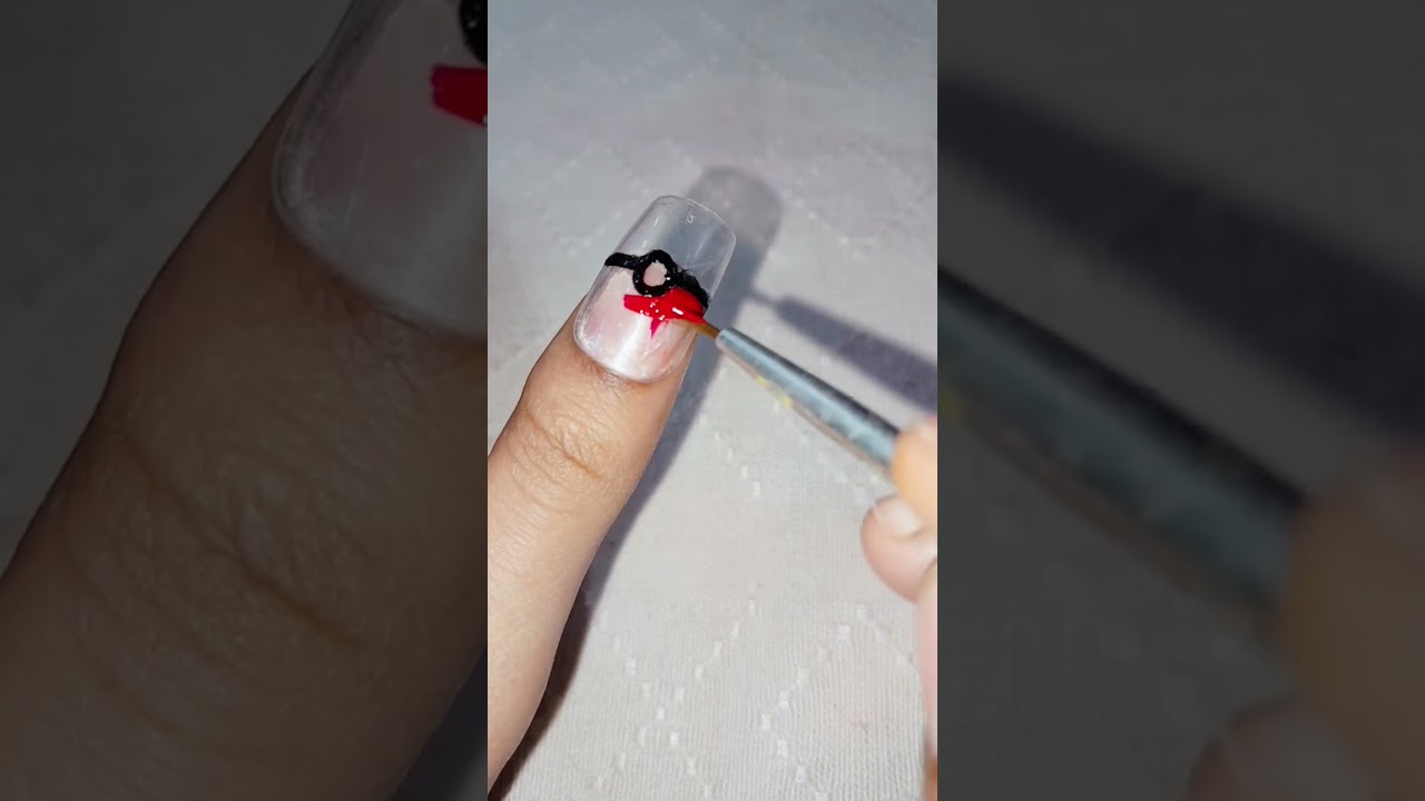 How to do Pokémon ball on nail 