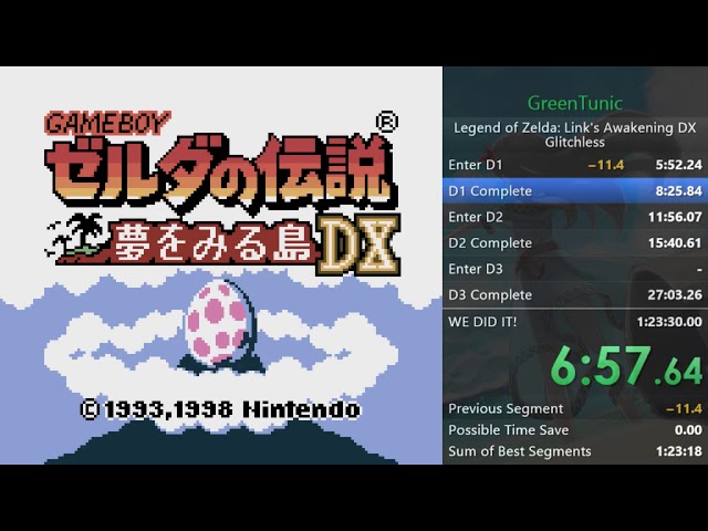 WR - Zelda: Link's Awakening - Any% Glitchless Speedrun in 1:38:18 