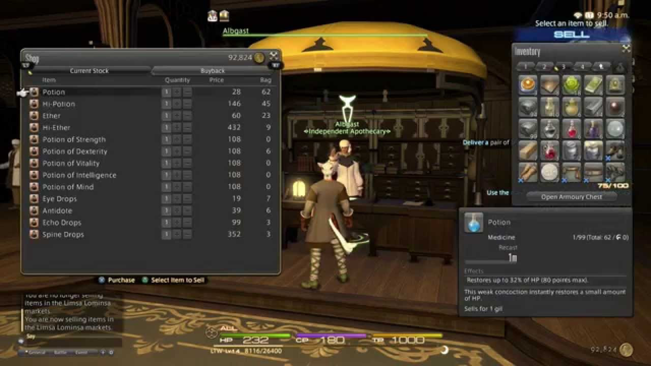 Final Fantasy XIV Tip: Selling Your Items