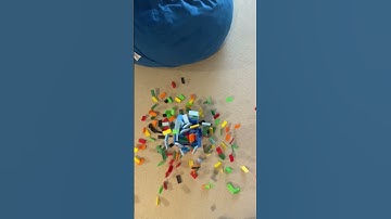 Satisfying H5 Domino Creations Tower Overhead View Topple in Slo-mo! 🌈🐢🤯 (Read Description)