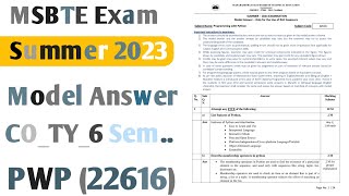 22616 Summer 2023 Model Answers | CO TY 6 Semester Programming With Python Model Answer Summer 2023