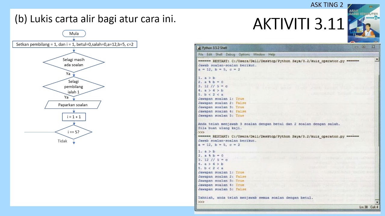 Ask T2 3 2 3 Aturcara Melibatkan Struktur Gabungan Pelbagai Struktur Kawalan Aktiviti 3 11 Youtube