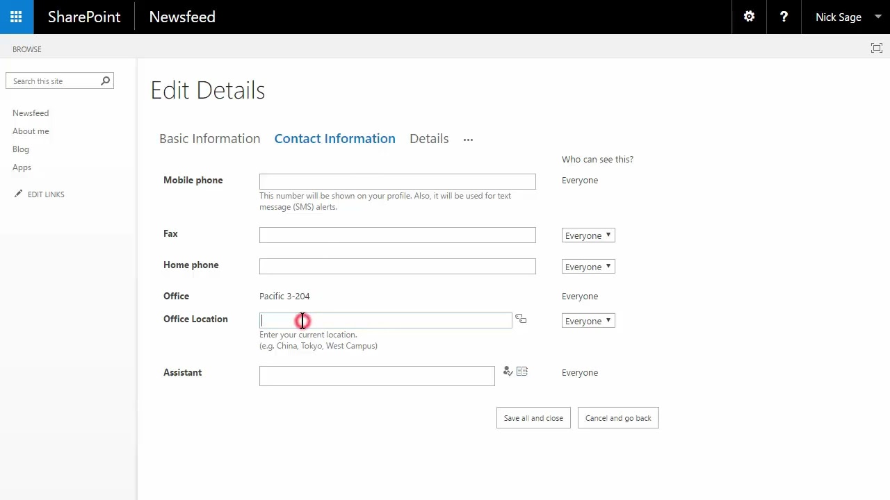Complete your SharePoint profile
