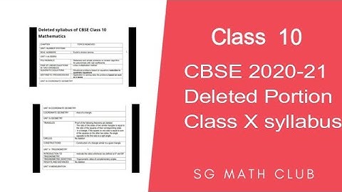 CBSE Maths deleted syllabus 2020-21| class X| CBSE new syllabus Reduced Class10