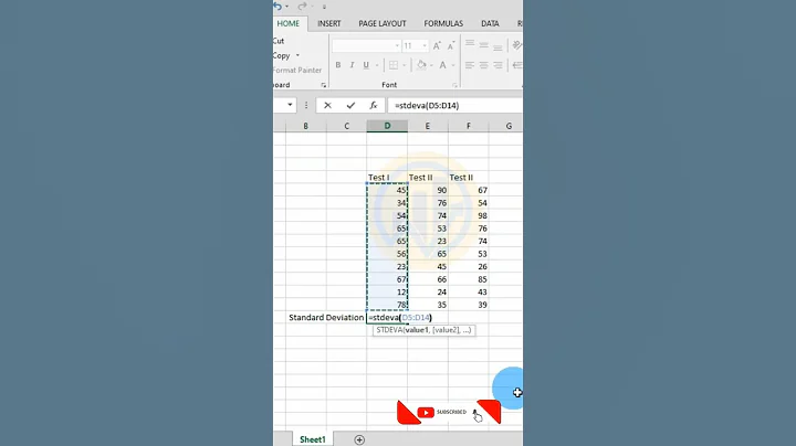 Standard Deviation (SD) | Excel | Statistics Bio7