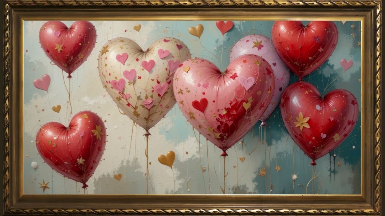 BALLOON BOUQUET | FRAMED TV ART WALLPAPER SCREENSAVER BACKGROUND | VALENTINE'S DAY | 2 HRS