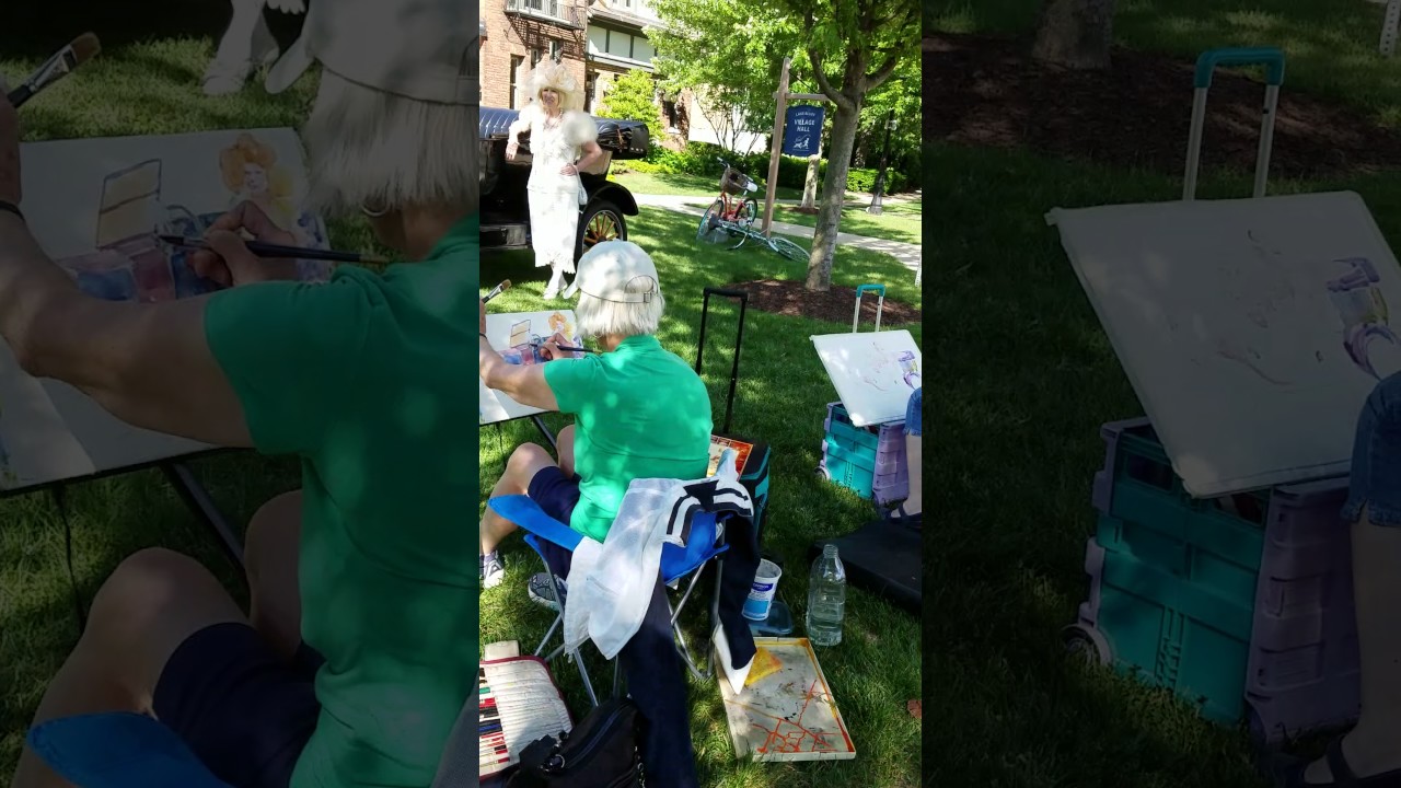 2017 Artists painting at The Lake Bluff Auto Show